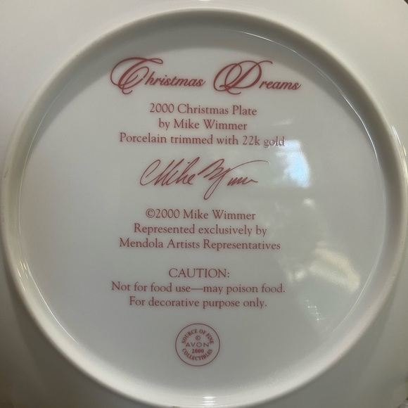 Avon Fine Collectibles Af/Am Glass Plate. Christmas 2000. Stand Not Incld - Picture 2 of 4